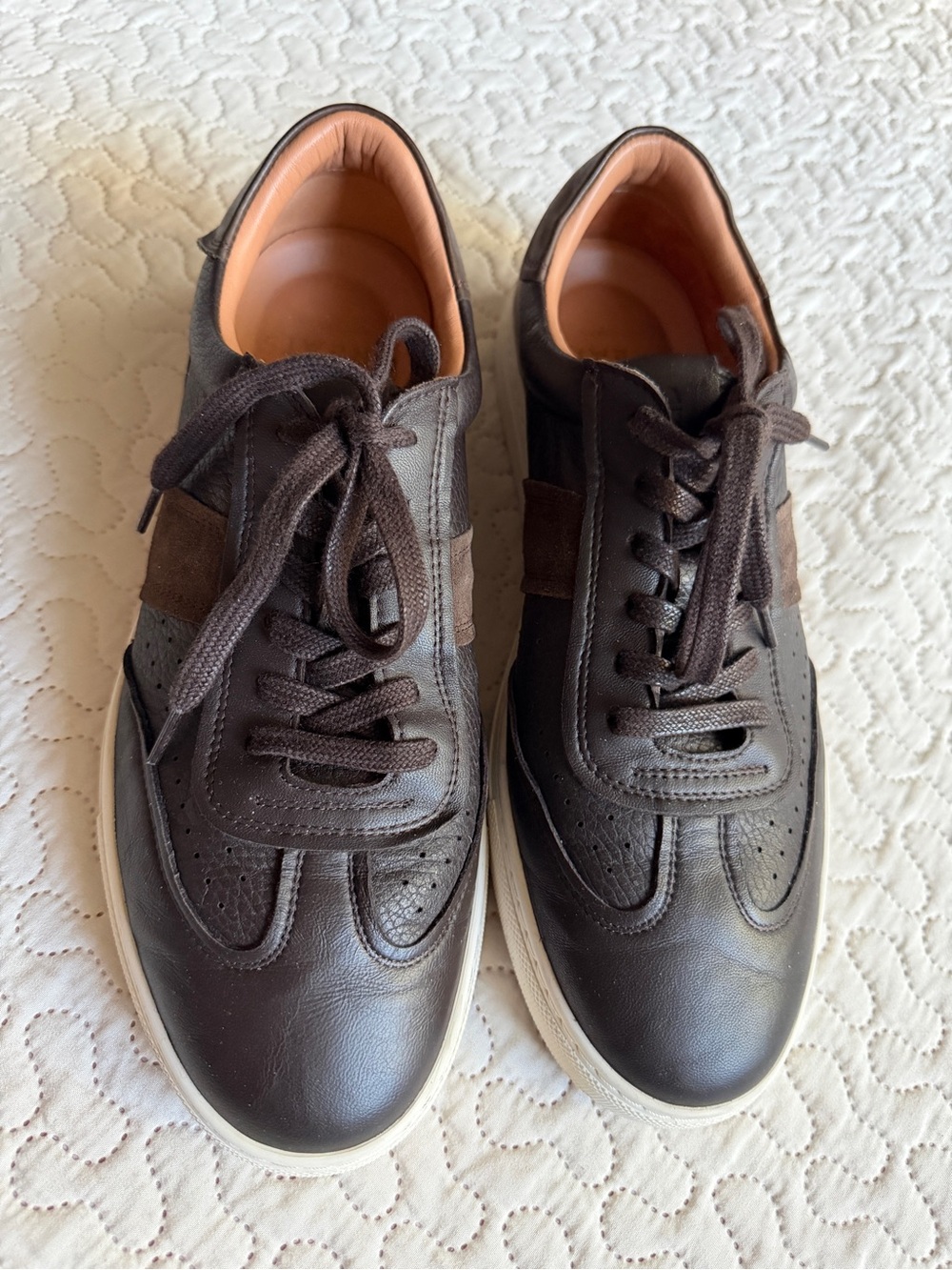 Greats Brooklyn Men's Charlie Dark Brown Leather Low-Top Sneakers Size 10.5